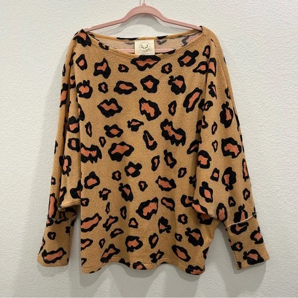 Fantastic Fawn Animal Print Lightweight Boxy Sweater L Made in USA - Picture 1 of 7